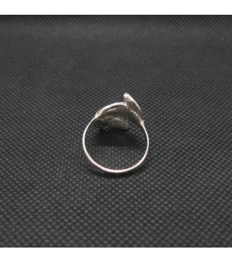 R002132HE Handmade Sterling Silver Floral Ring With Hematite Genuine Solid Stamped 925